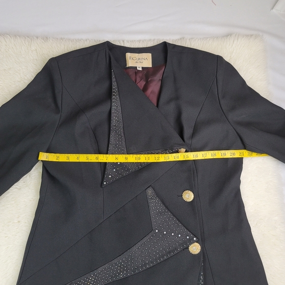 Vtg FiGurina Embellished Blazer Jacket Sz 16 - Picture 10 of 16